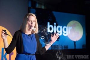 Serious problems of harassment on Yahoo and Tumblr, but CEO Marissa Mayer continues to blow smoke. Do we really need a "biggr" Yahoo? Photoshopped image by doctorPS.